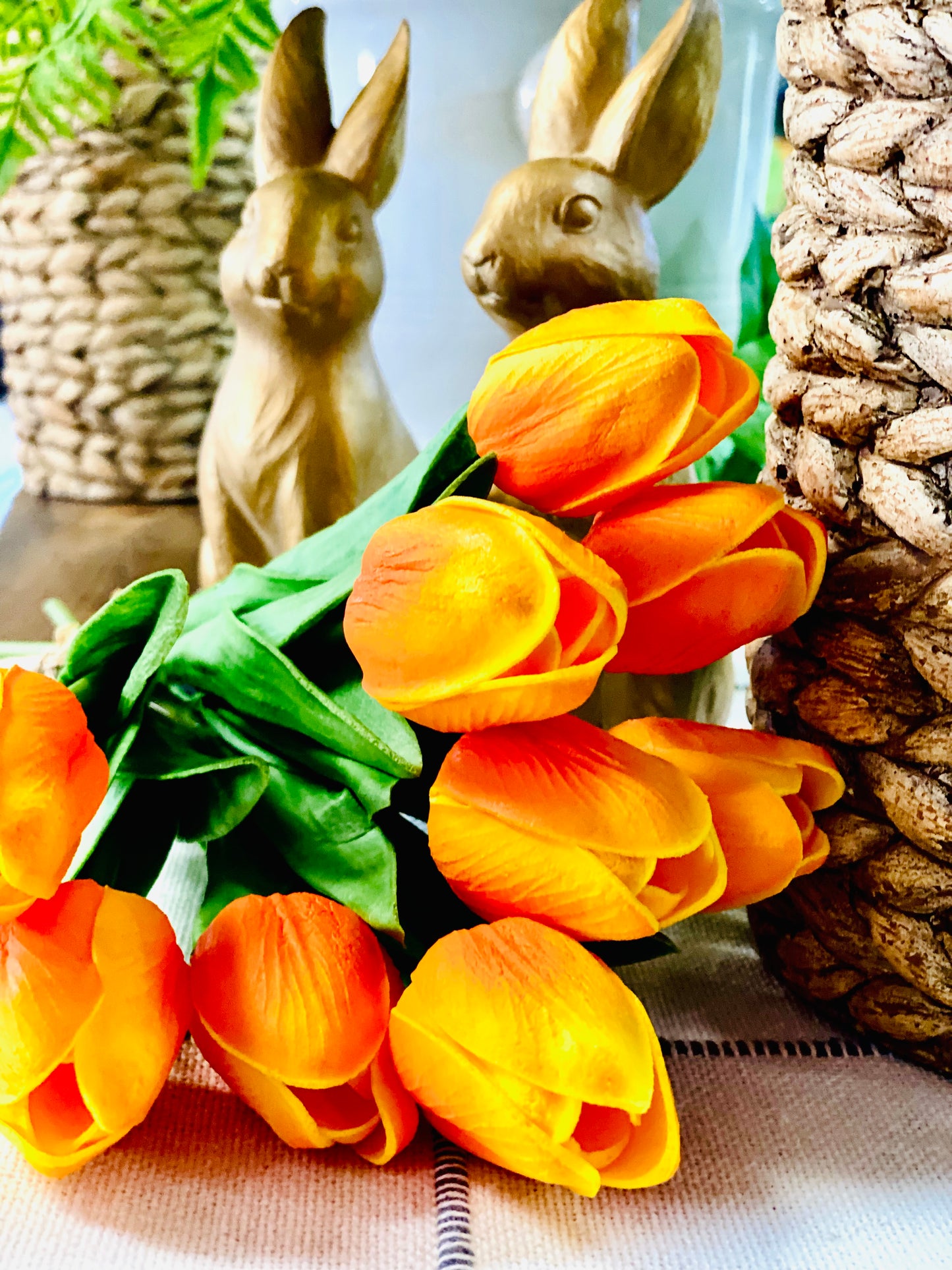 REAL TOUCH ORANGE TULIP BOUQUET | set of 9