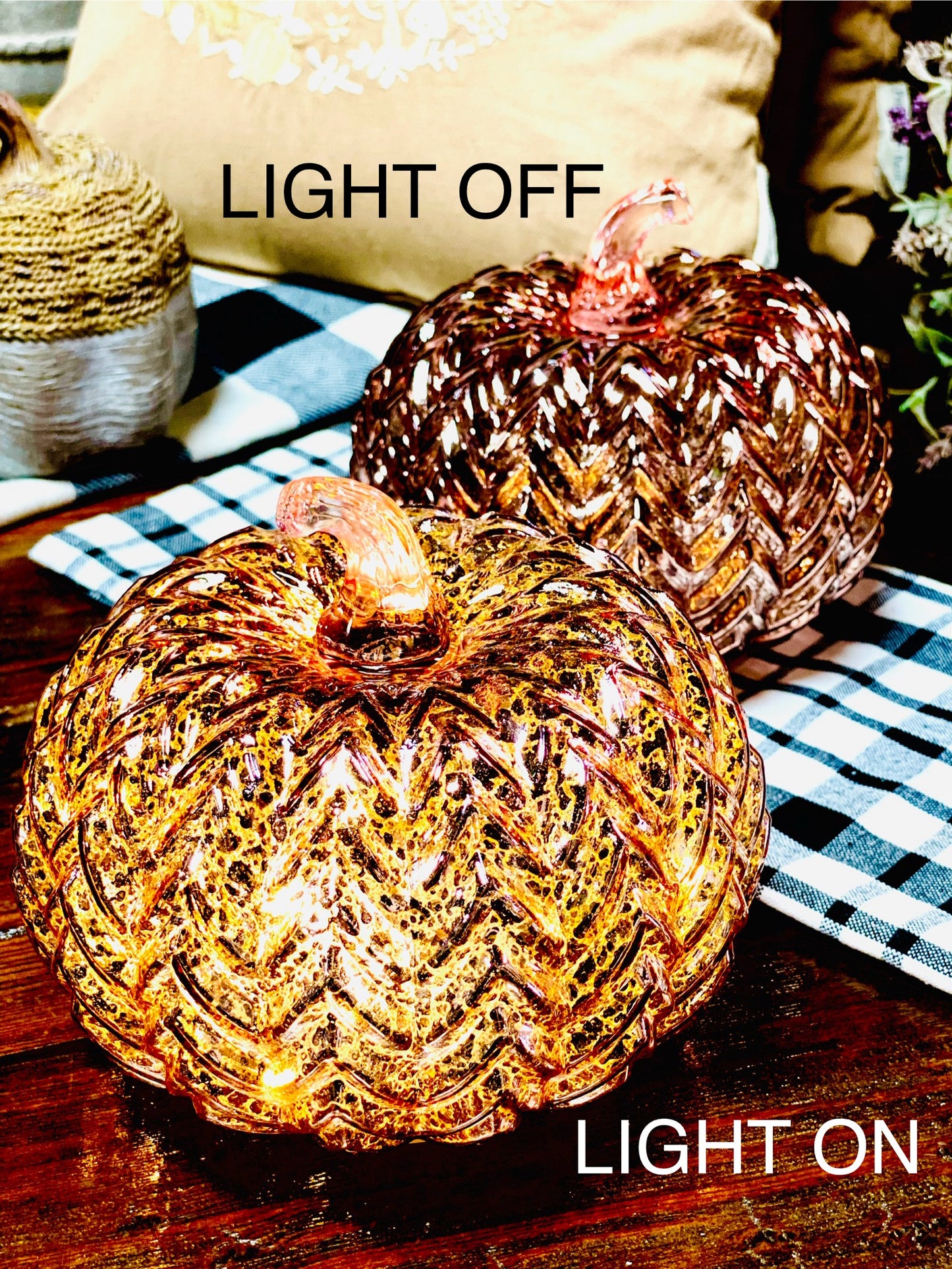 AMBER GLASS PUMPKIN W/TIMER