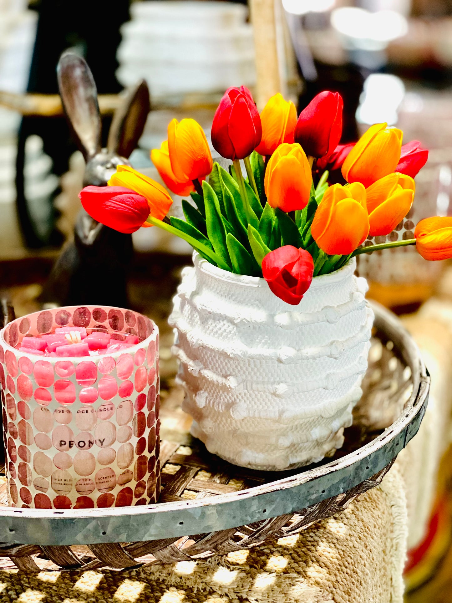 LT PINK MOSAIC GLASS JAR | 5"