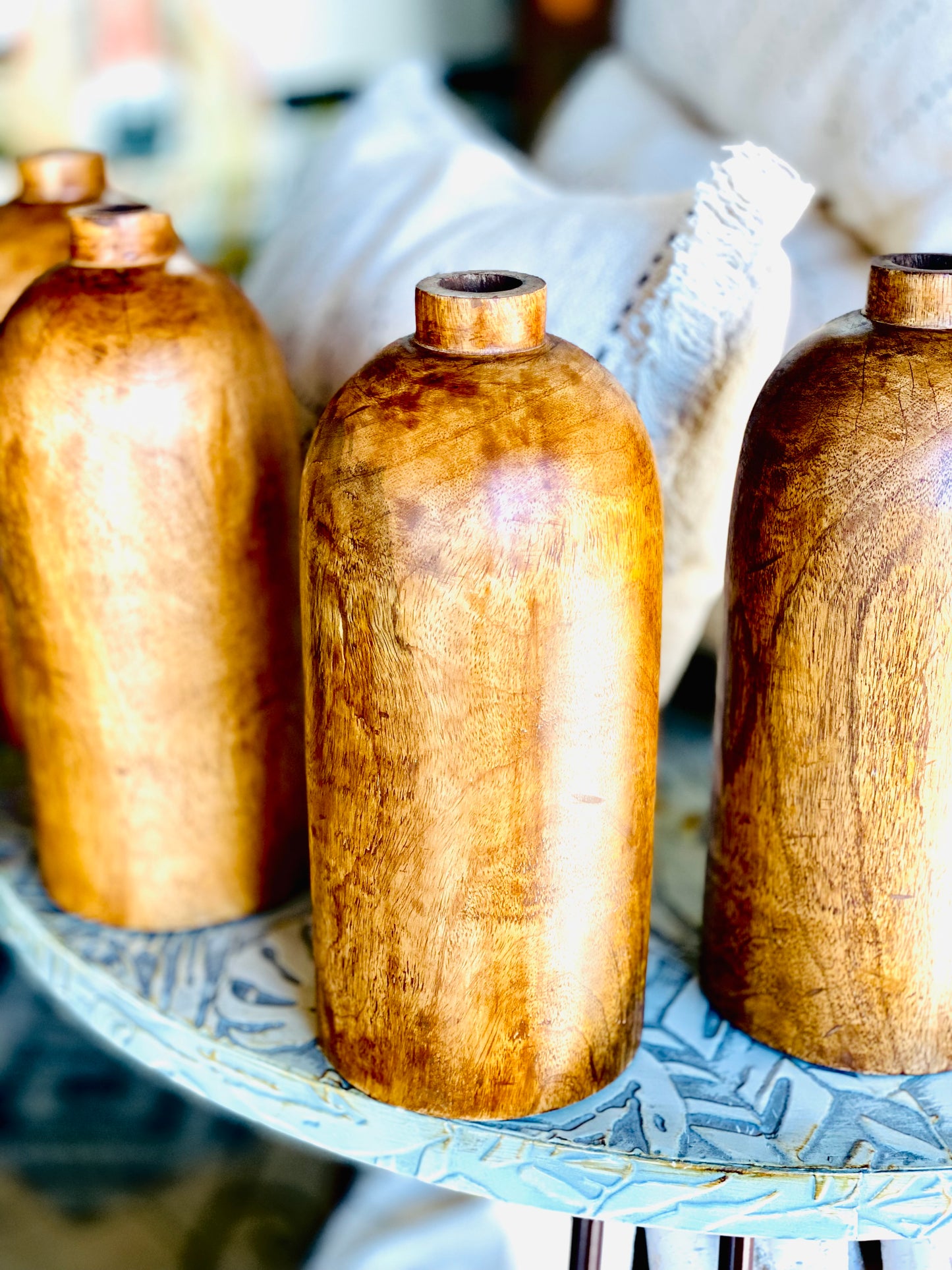 MANGO WOOD BOTTLE VASE | 13"