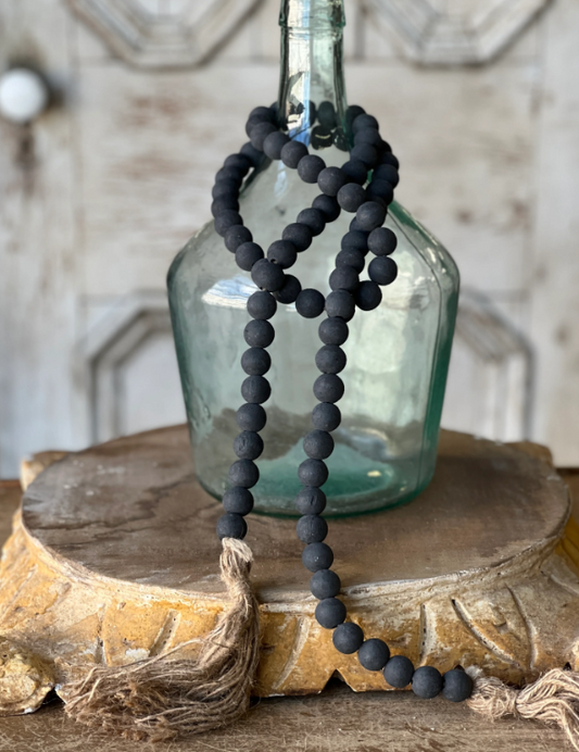 SUPER DEAL!! 59" TASSEL TIED BEADED BLACK GARLAND