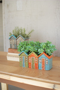 GLAZED CERAMIC HOUSE PLANTERS - 2 styles