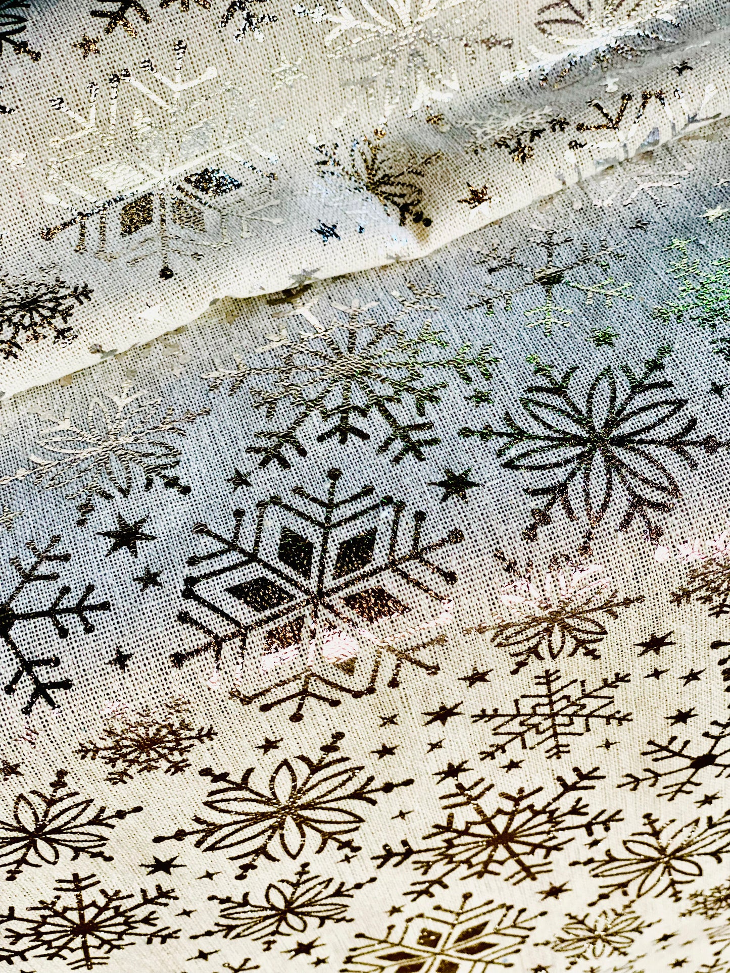 SILVER SNOWFLAKE FABRIC ROLL