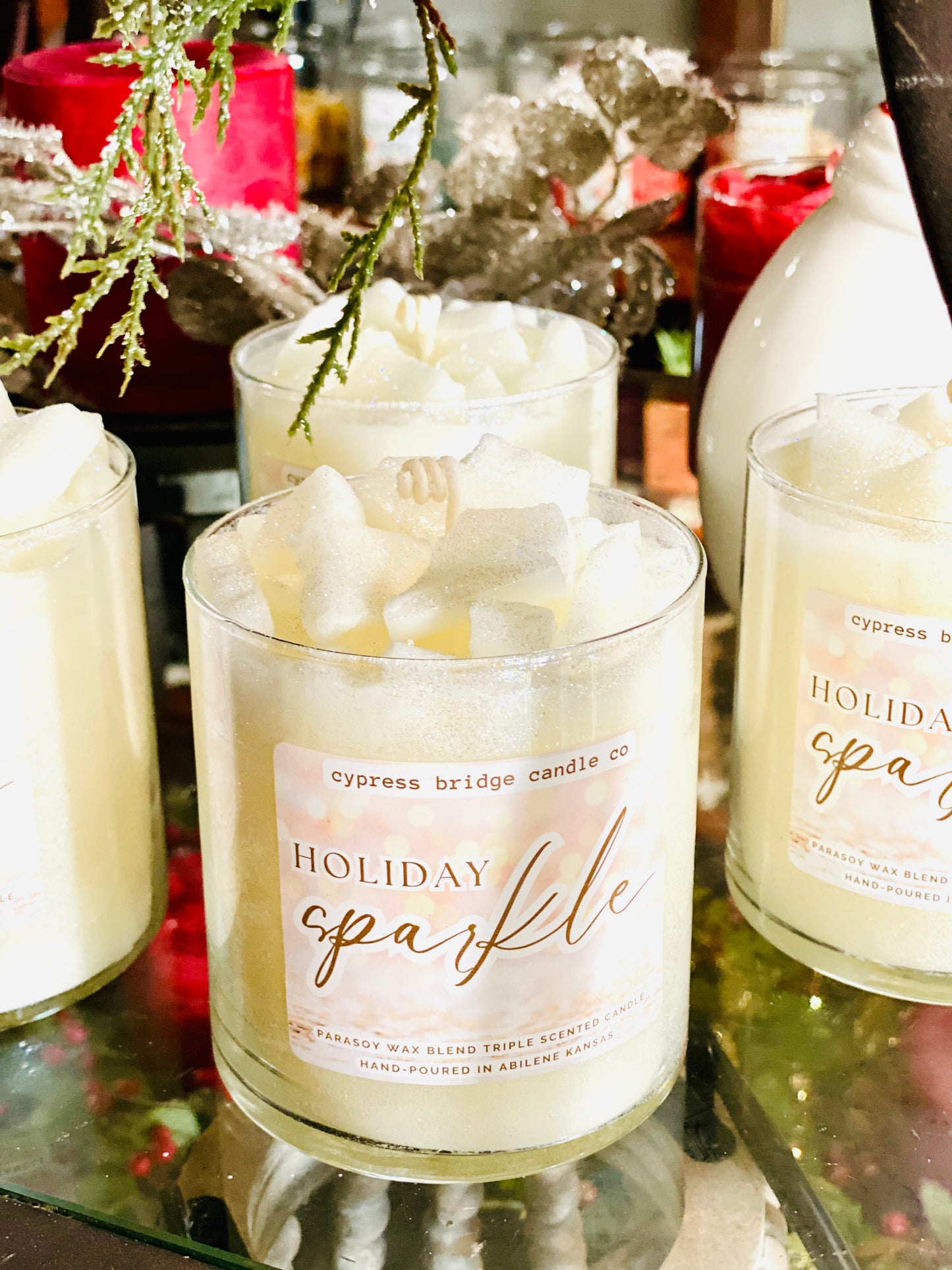HOLIDAY SPARKLE | 19oz+ Chippy Top Jar Candle