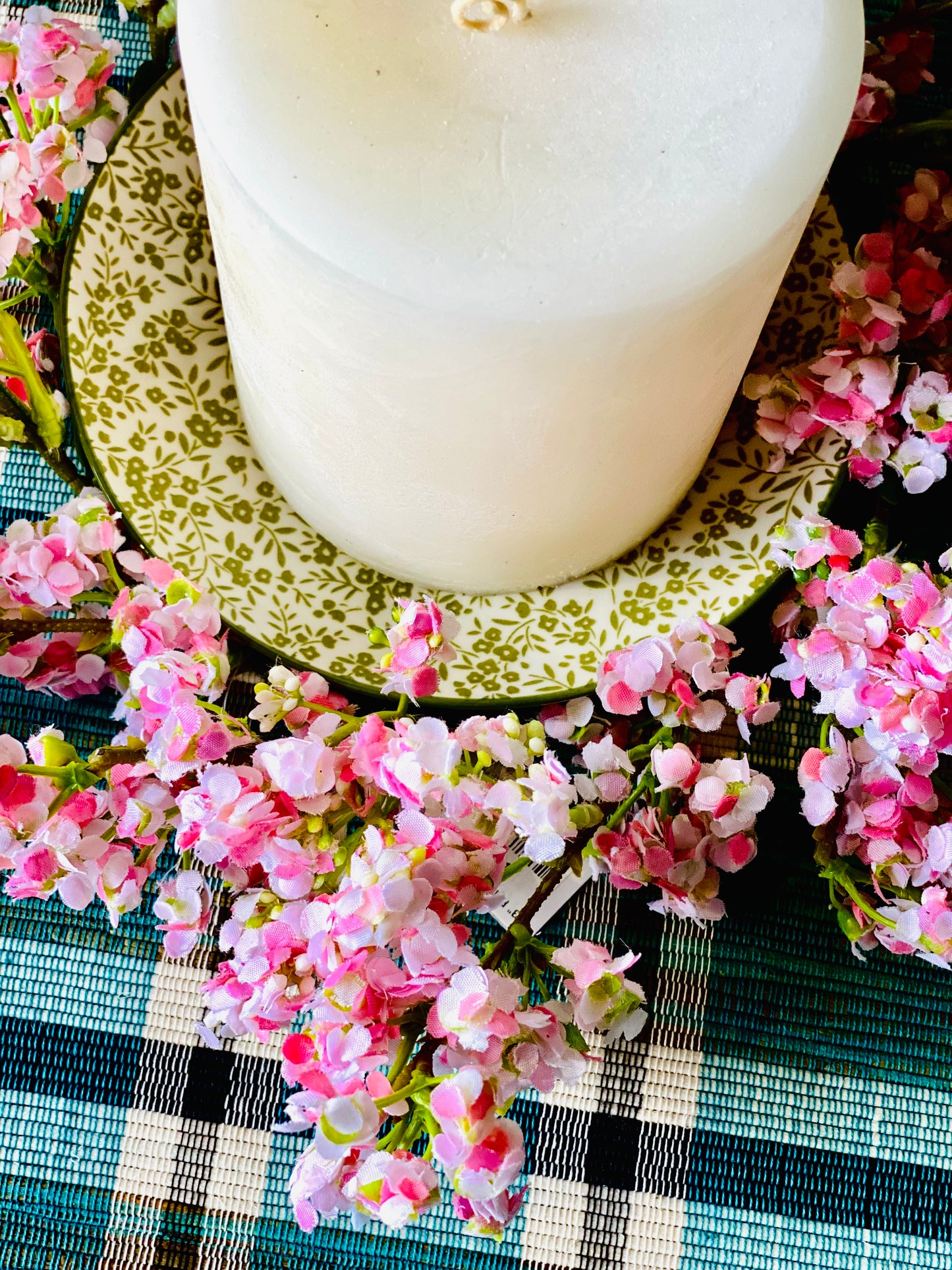 13 Inch Pink Wild Blossom Candle Ring