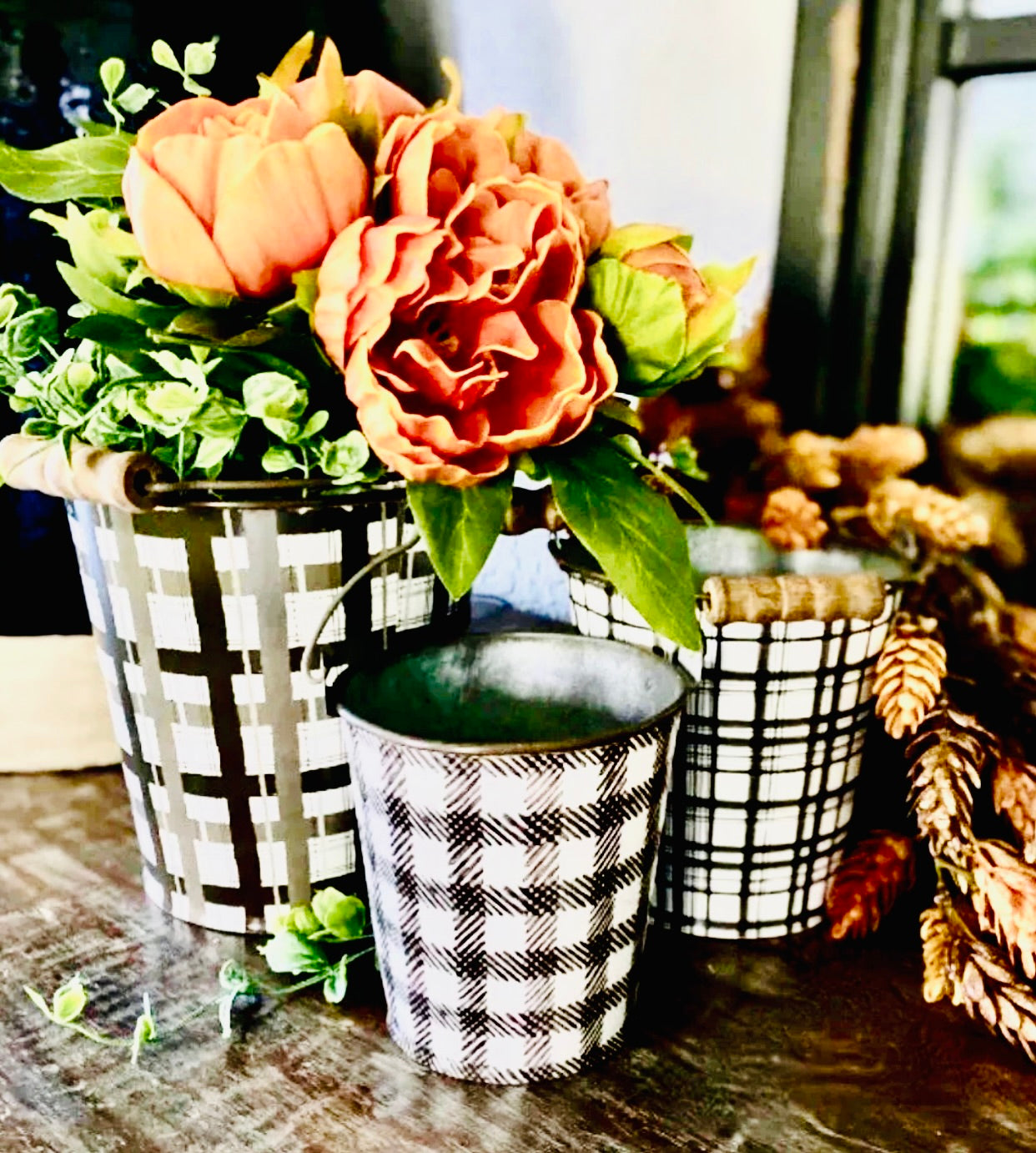 SUPER DEAL!!! PLAID BUCKET SET