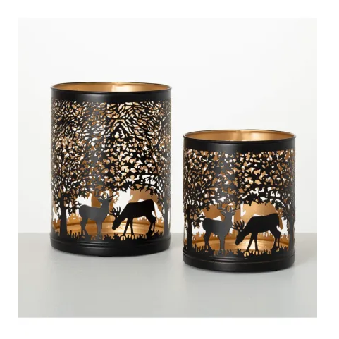 Forest Deer Metal Luminary Lantern 2 SIZES