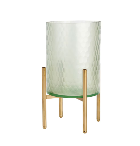 Green Textured Glass Hurricane