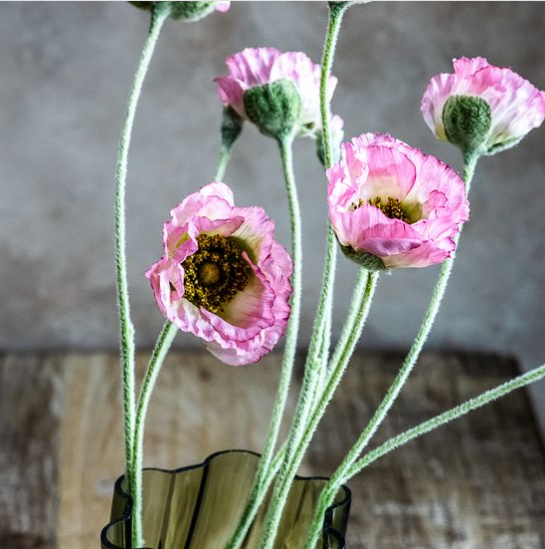 26" PINK POPPY FLOWER STEM