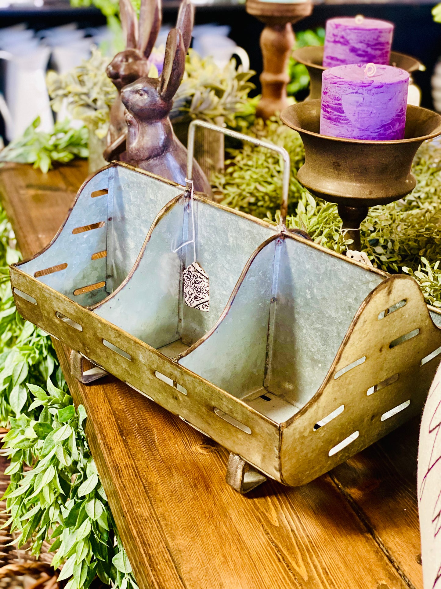 OLIVE BUCKET STYLE TROUGH CADDY