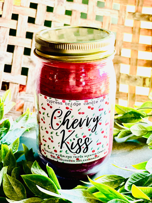CHERRY KISS  12oz+ Mason Jar Candle