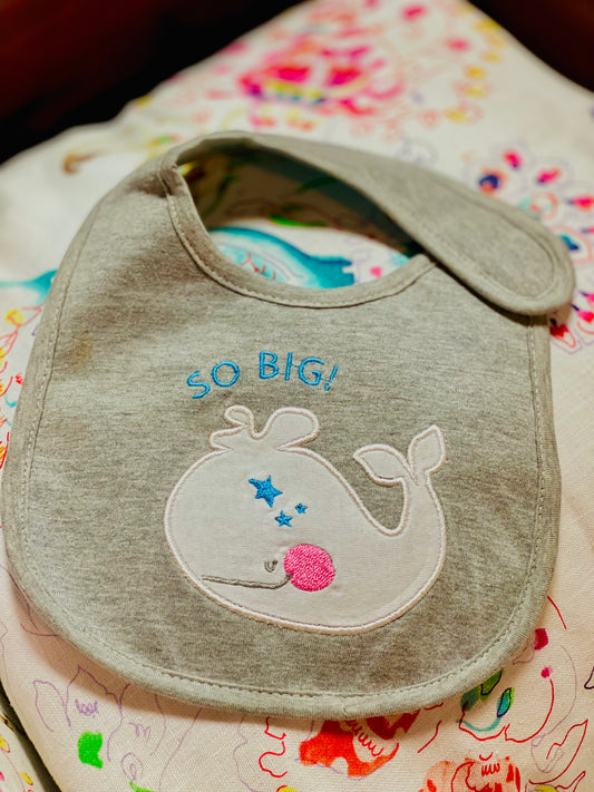 "SO BIG" Cotton Baby Whale Bib