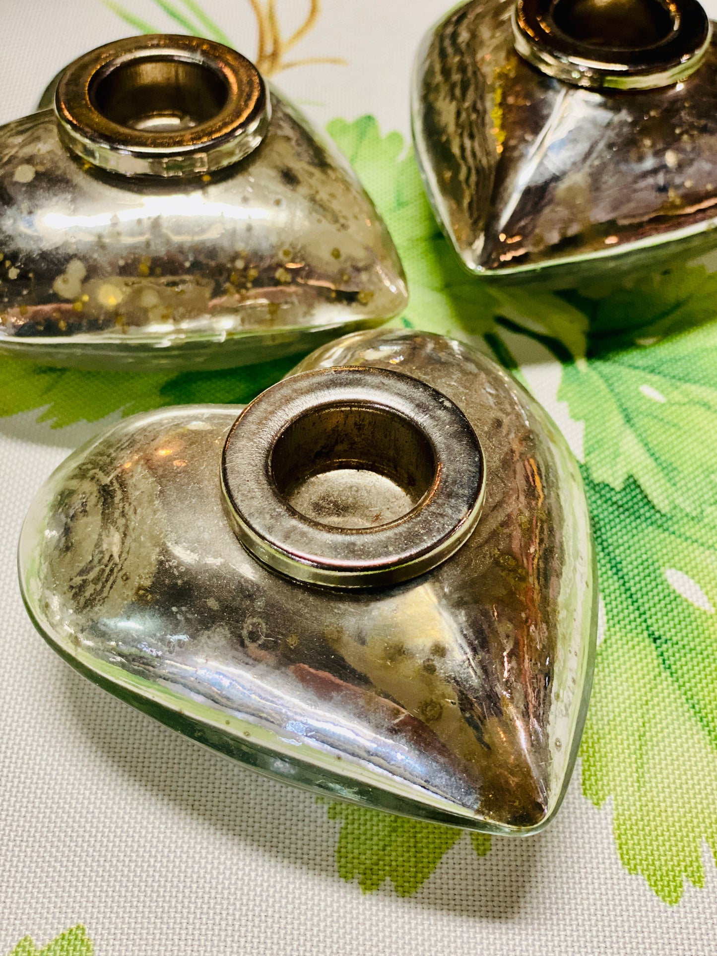 CHUNKY MERCURY HEART TAPER HOLDERS