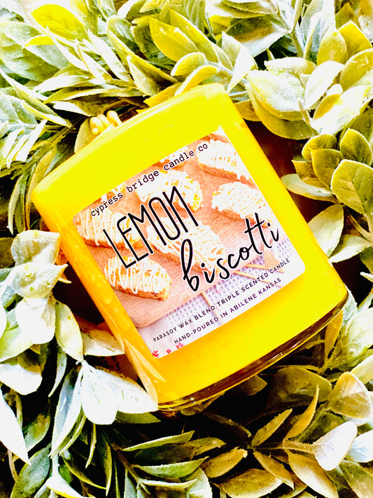 fall candles, scented candle, fall decor, good candles, made in the usa, small business, abilene kansas, the best candles, hand poured candles, scented home, scents for your home, pumpkin candles, strong candles, fall decorating, autumn decorating, fall decor, Lemon Candle, Lemon Biscotti, Lemon Biscotti Candle,