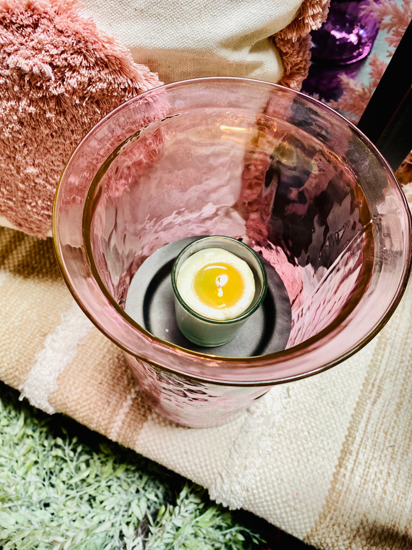PINK LILAC GLASS LANTERN