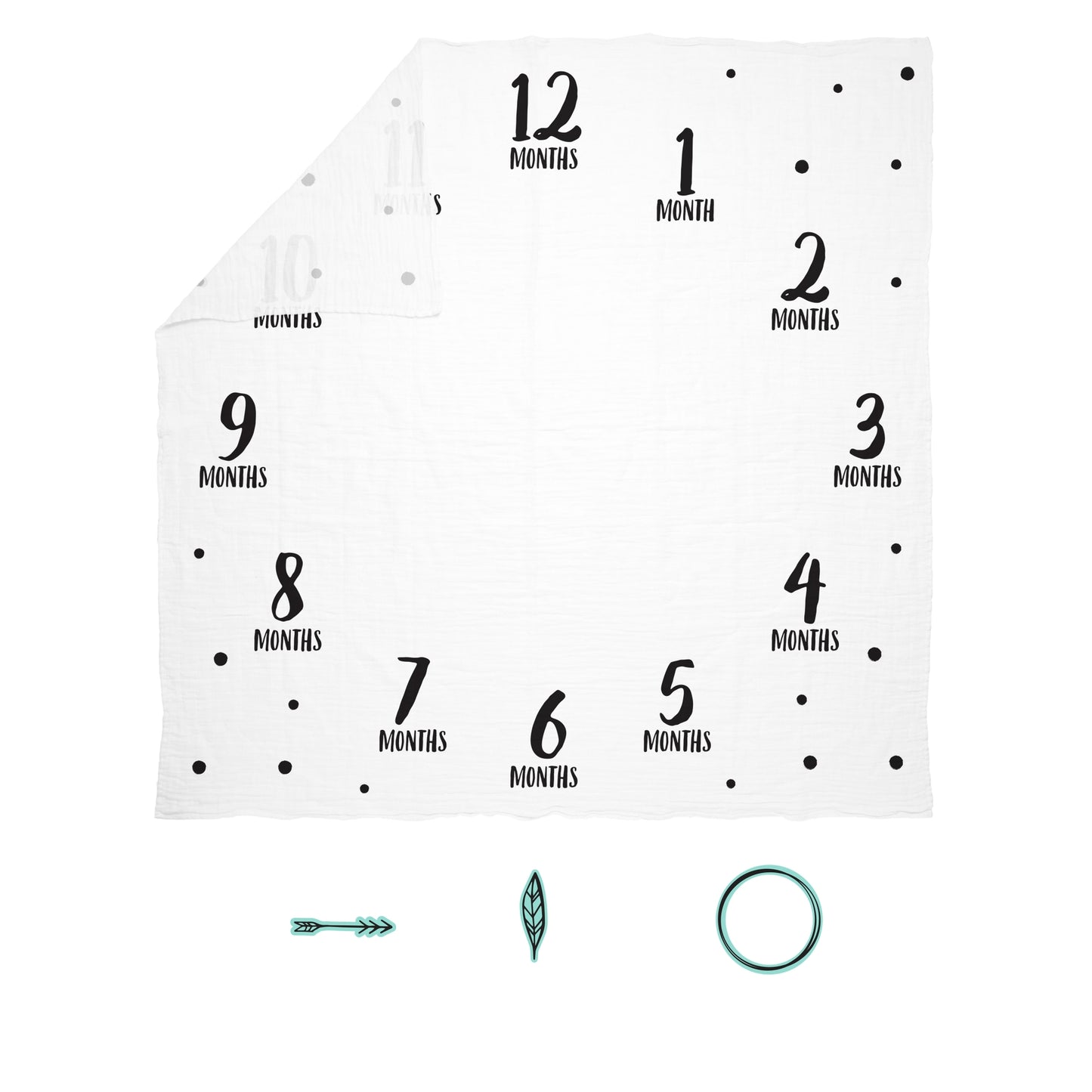 Watch Me Grow Milestone Blanket, Black & White