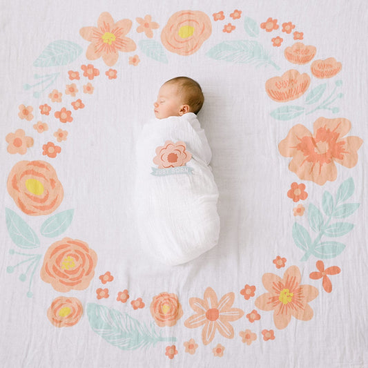 Watch Me Grow Milestone Blanket, Floral