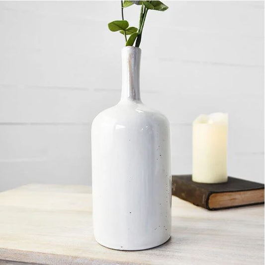 WHITE LONG NECK VASE
