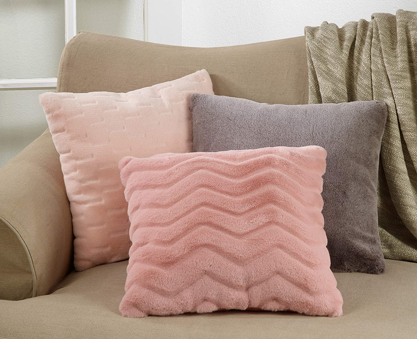 PINK FUR NORA CHEVRON PILLOW