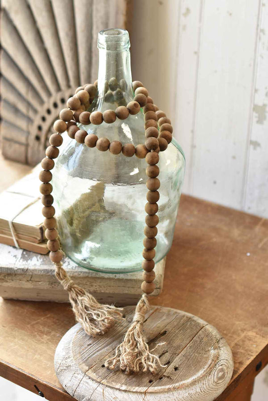 SUPER DEAL!! Wood Beaded Tassel Tied Garland | 59" | Natural