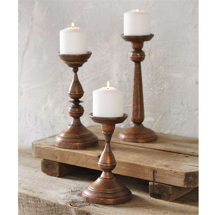 ANTIQUED COPPER CANDLESTICKS
