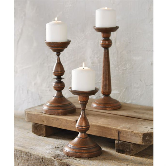 ANTIQUED COPPER CANDLESTICKS