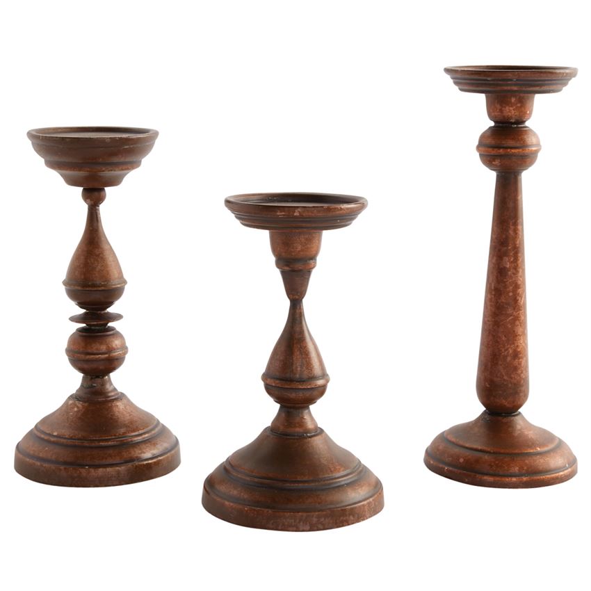 ANTIQUED COPPER CANDLESTICKS