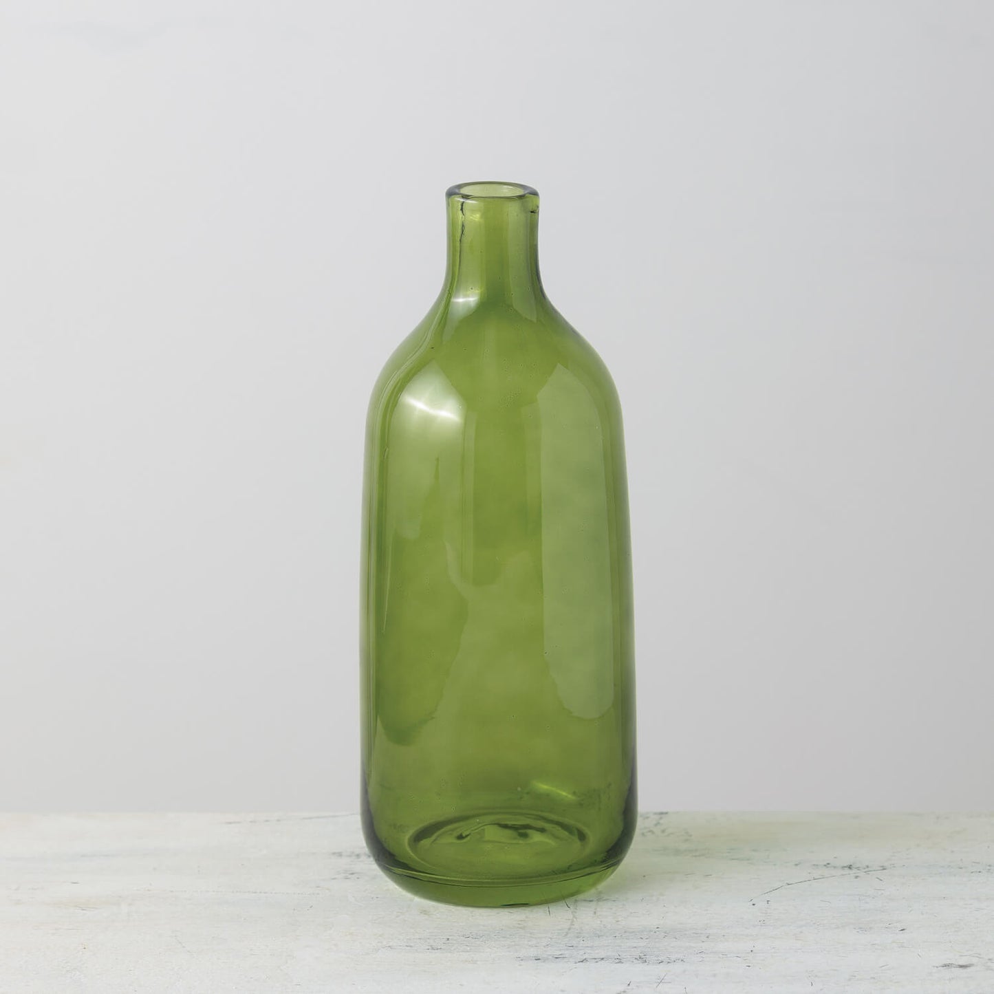 4" X 10.75" GREEN BOTTLE VASE