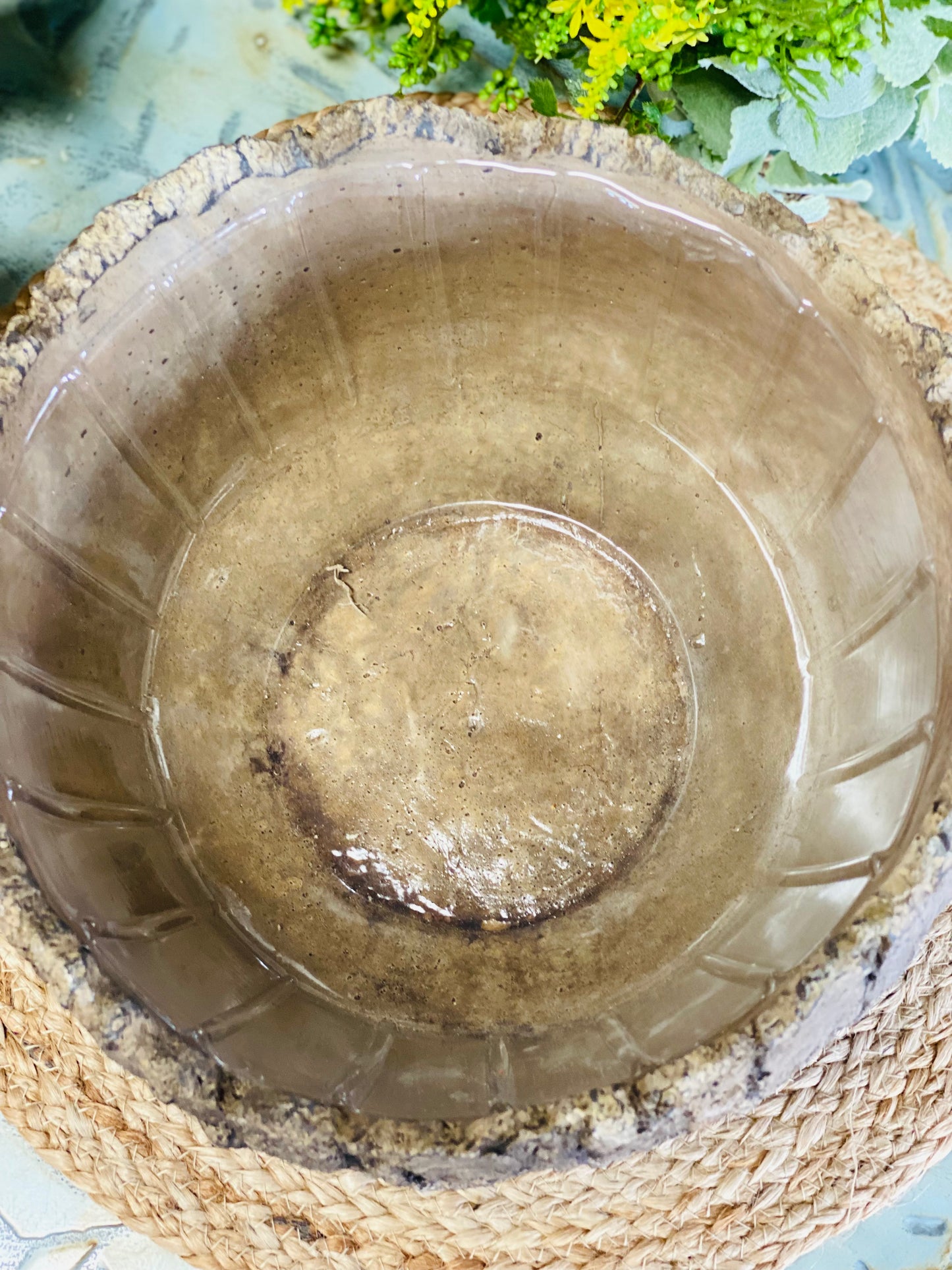 10.5" Top | CERAMIC FOSSIL BARK PLANTER