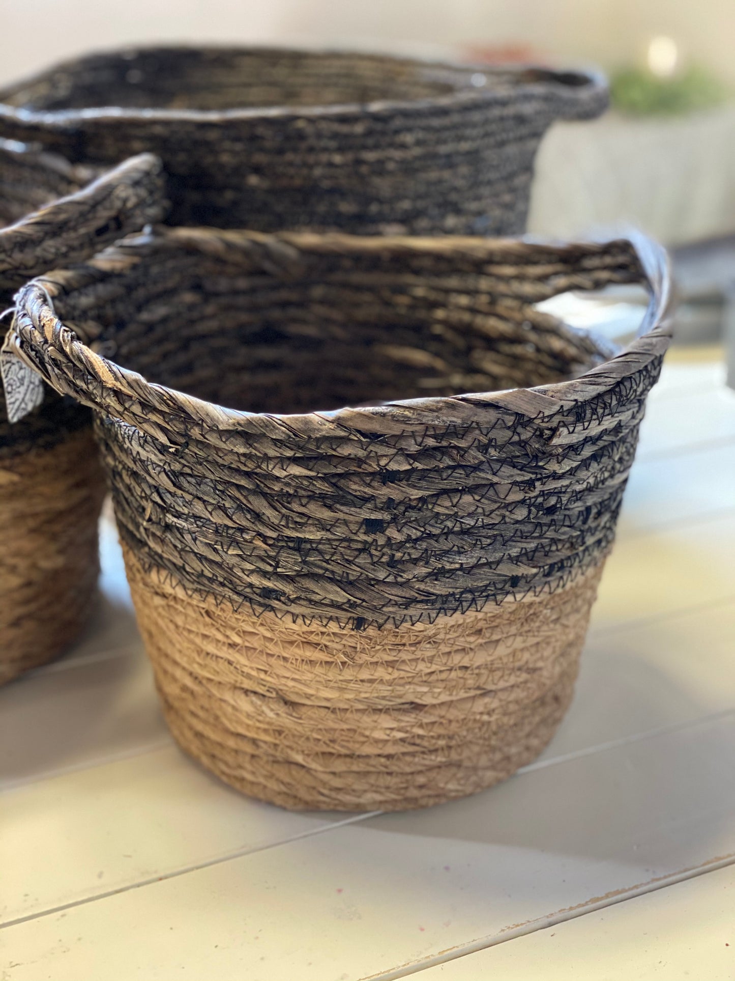 BLACK + NATURAL BASKET   3 sizes