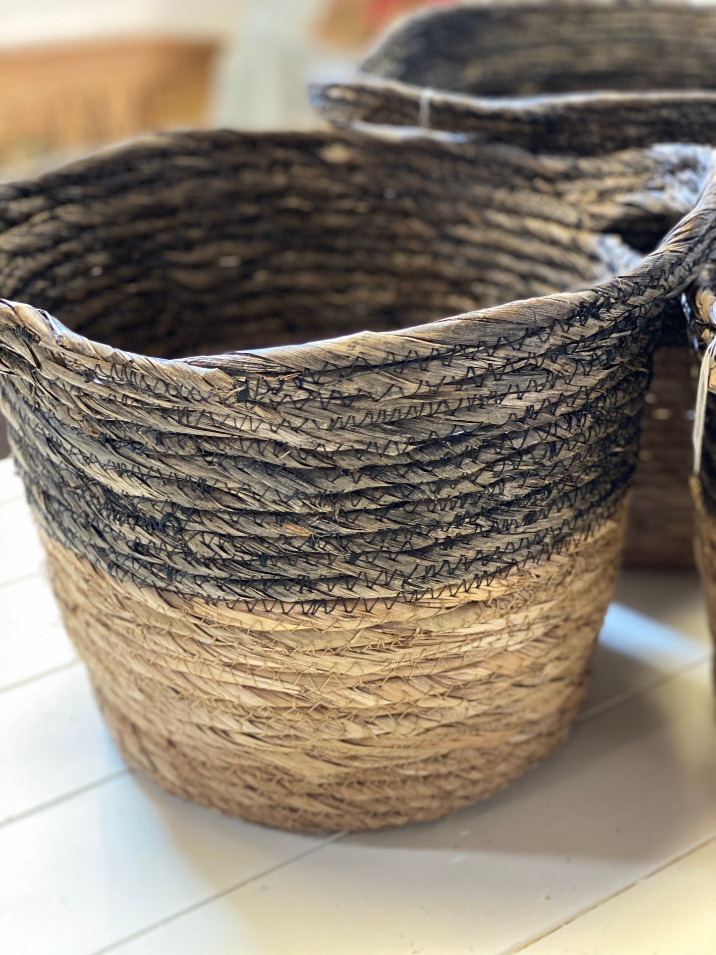 BLACK + NATURAL BASKET   3 sizes