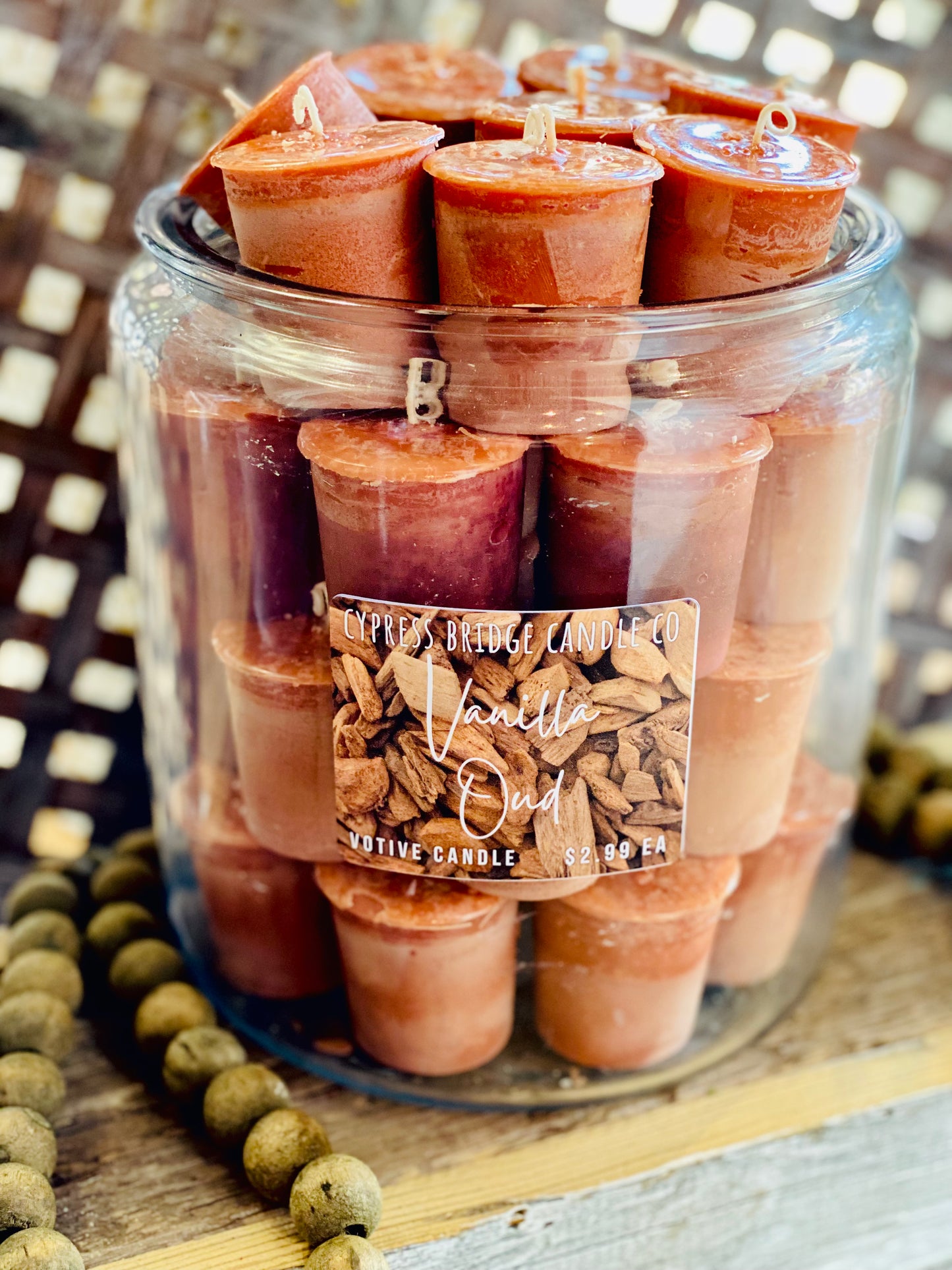 VANILLA OUD Votive Candles - Set (6) or bakers dozen (13)