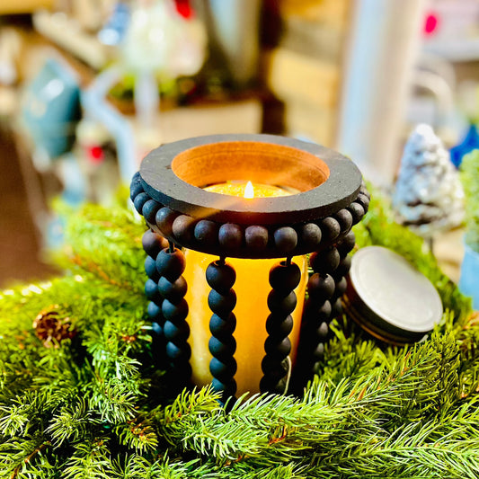 Sorrento Black Beaded Lantern Candle Holder