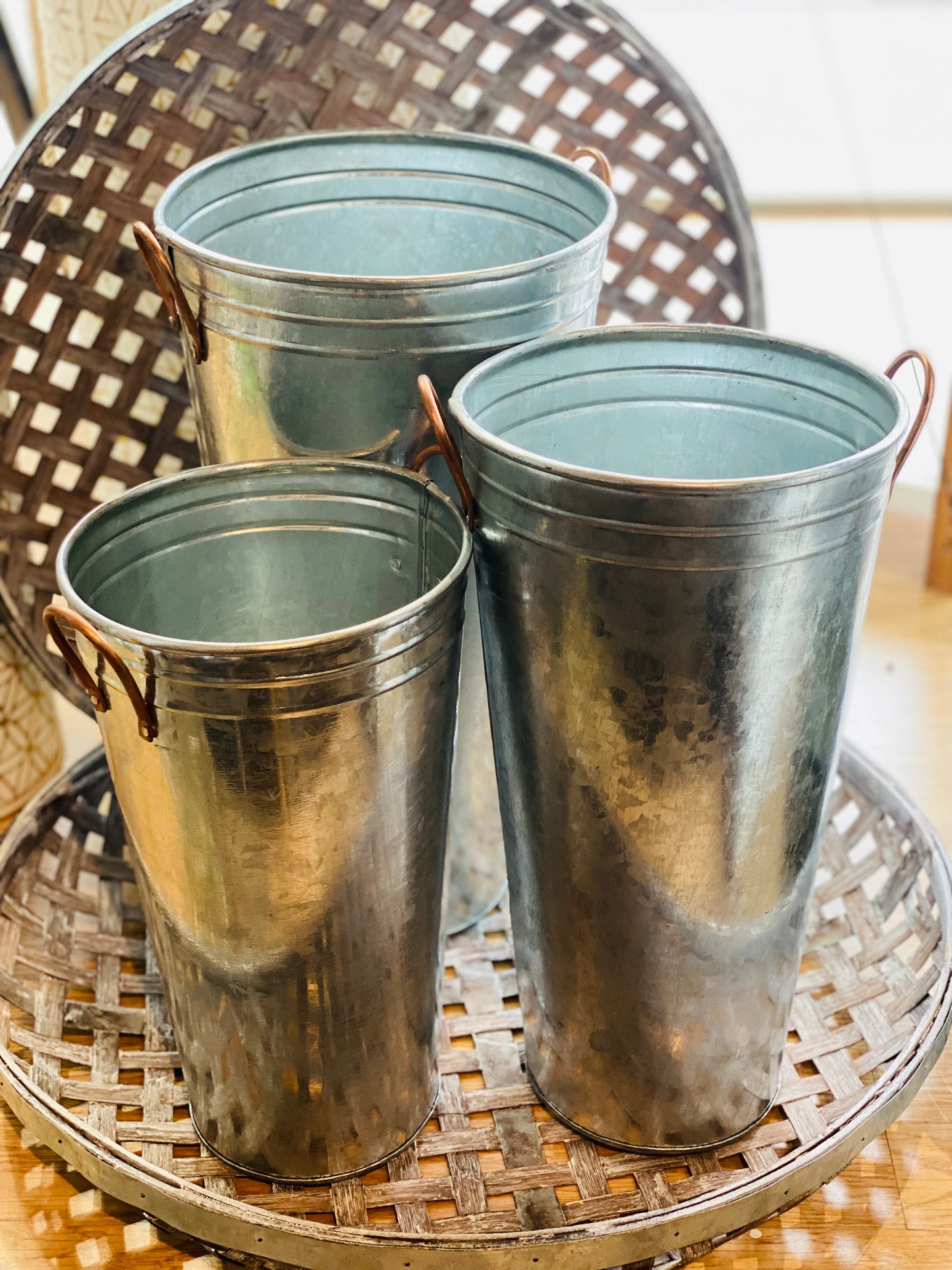 FRENCH FLOWER BUCKET/VASE 3 SIZES