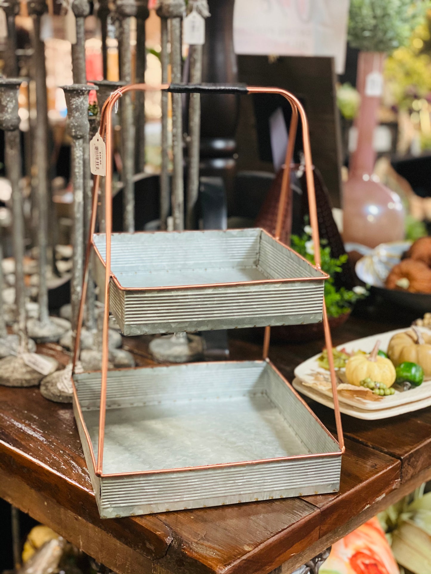 Copper Trim 2 Tier Tray