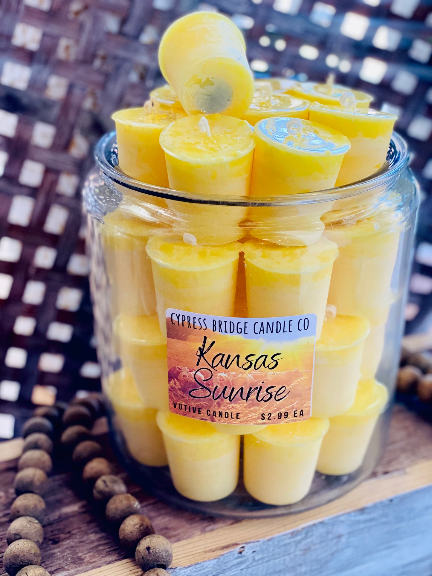 KANSAS SUNRISE Votive Candles - Set (6) or bakers dozen (13)