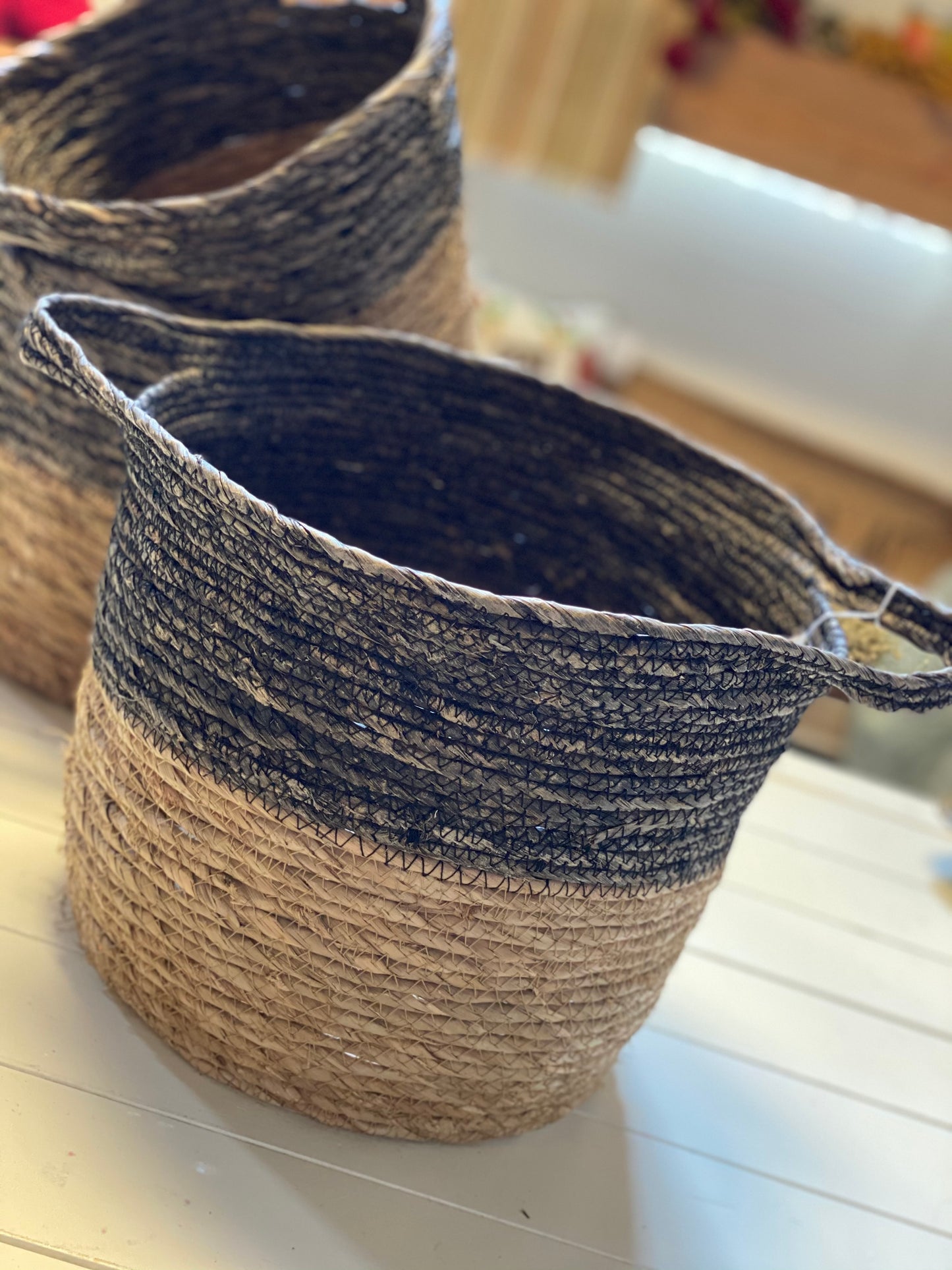 BLACK + NATURAL BASKET   3 sizes