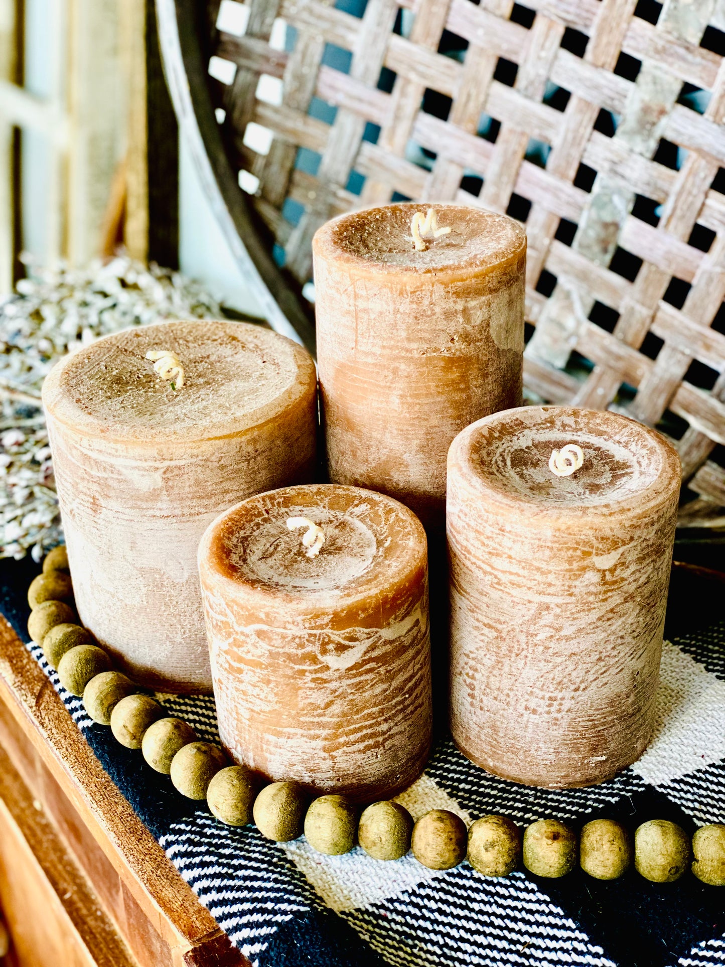 FIREWOOD (scented) Pillar Candles - 5 SIZES