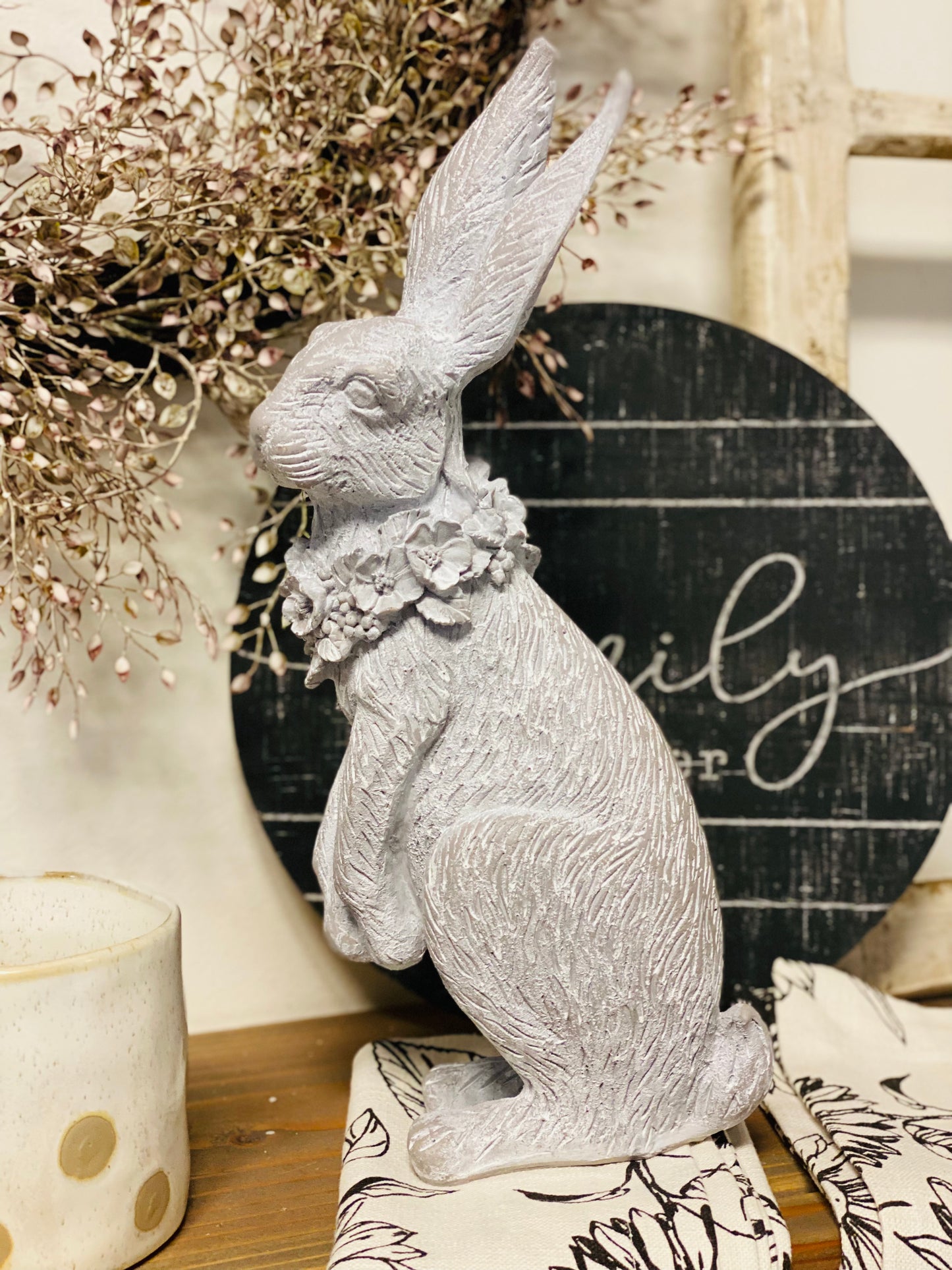 WHITEWASHED SITTING BUNNY - 2 STYLES