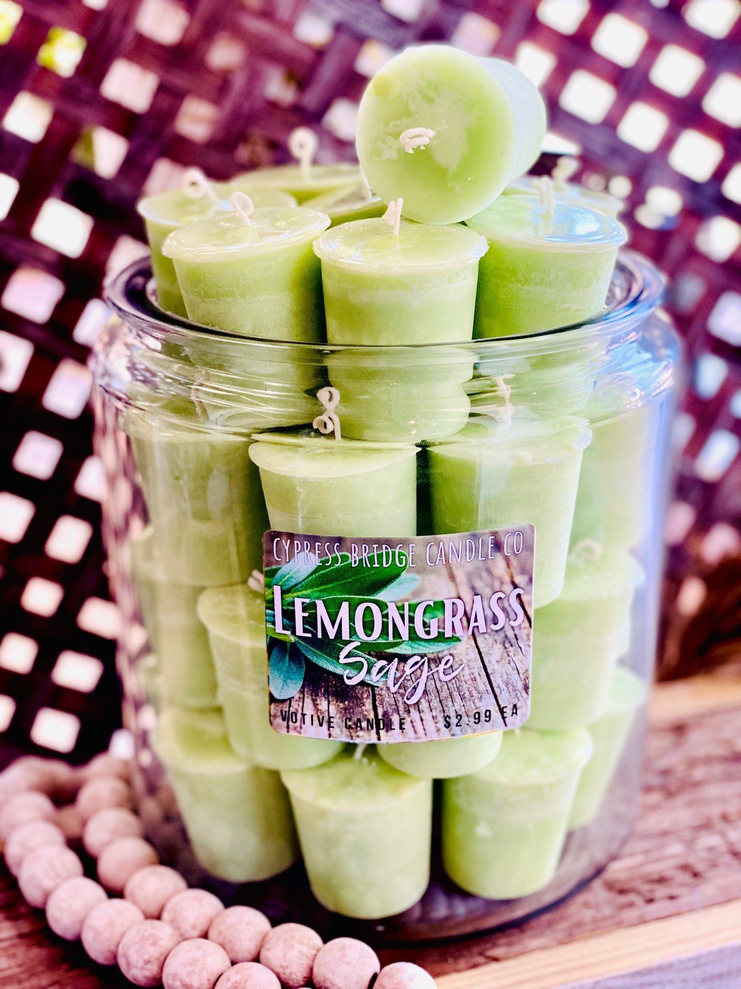 LEMONGRASS SAGE Votive Candles - Set (6) or bakers dozen (13)