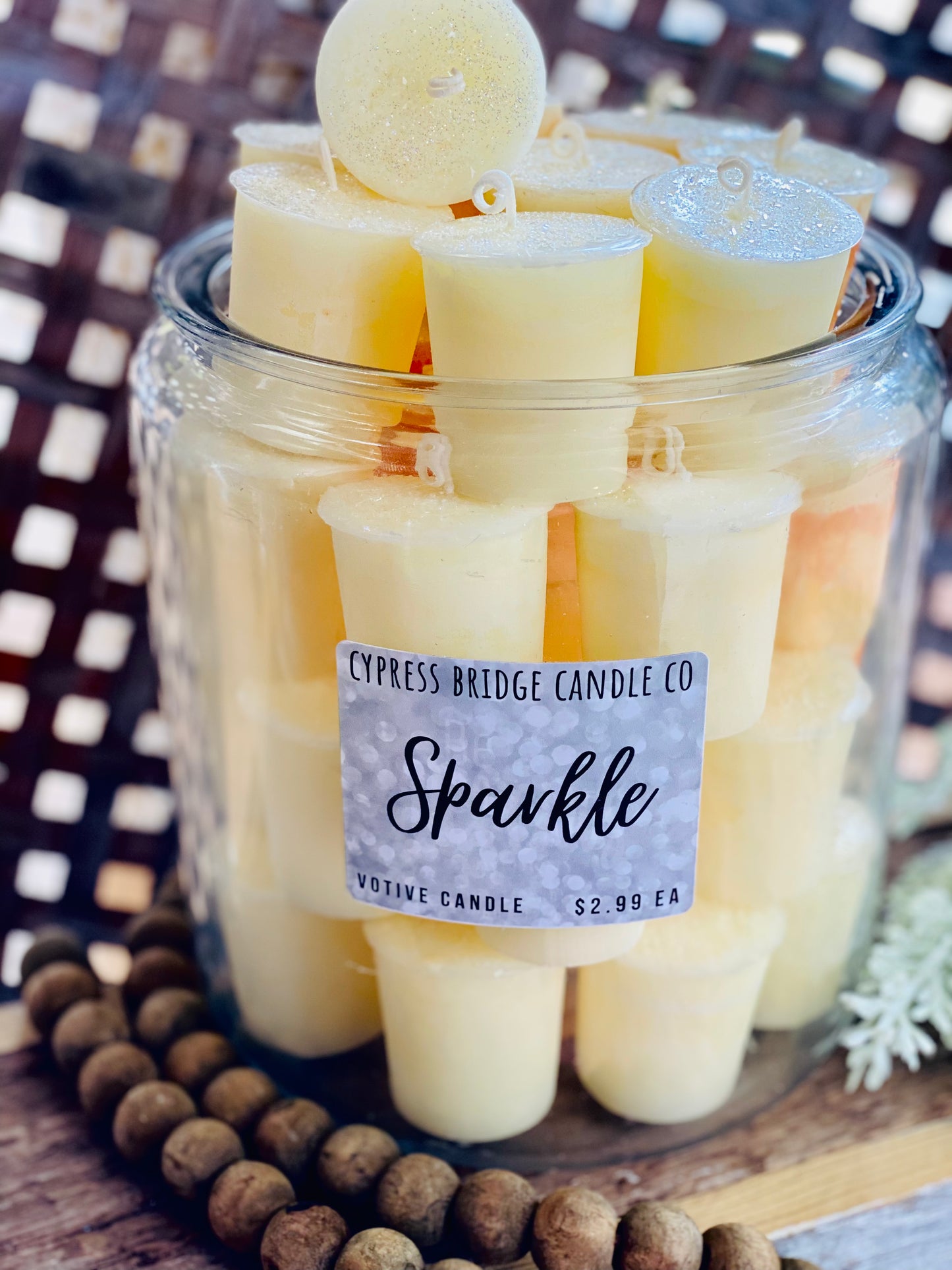 SPARKLE Votive Candles - Set of (6) or bakers dozen (13)
