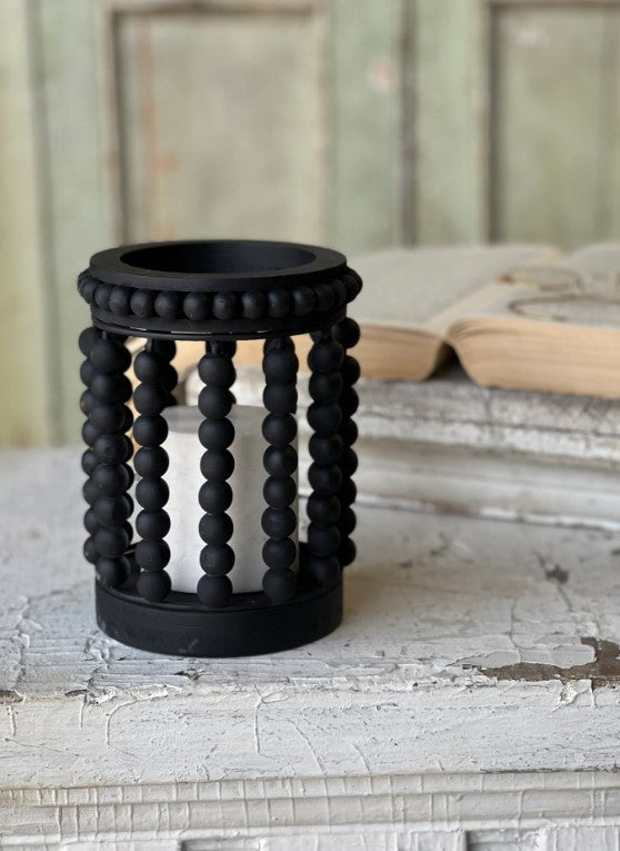 Sorrento Black Beaded Lantern Candle Holder