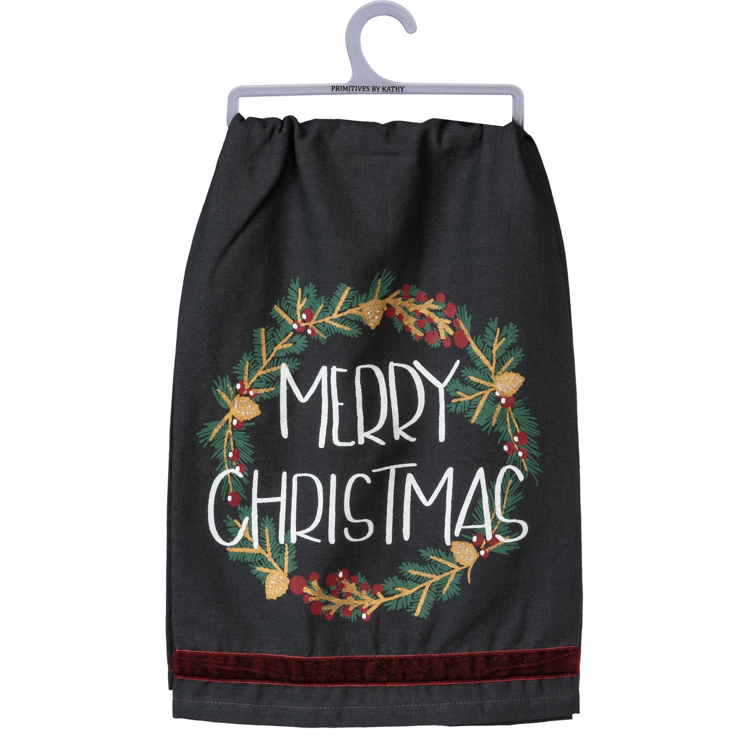 Merry Christmas Wreath Hand Towel