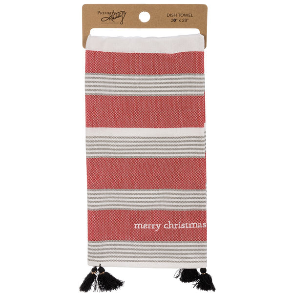 Merry Christmas Striped Kitchen Towel