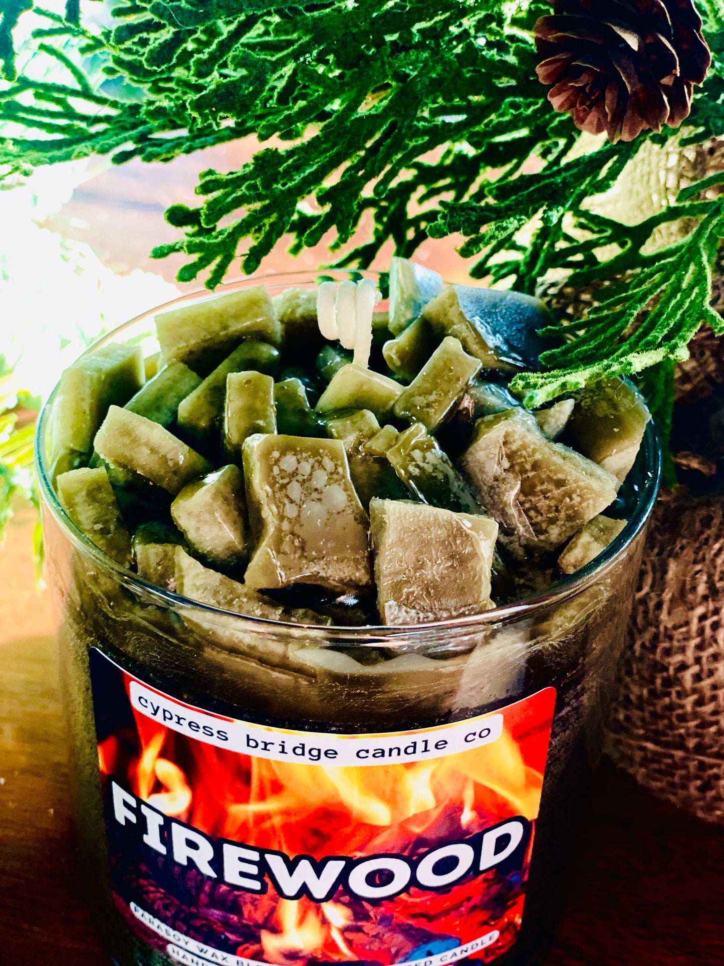 Firewood 17oz+ Chippy Top Jar Candle