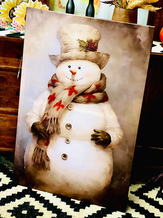 LARGE ADORABLE SNOWMAN CANVAS
