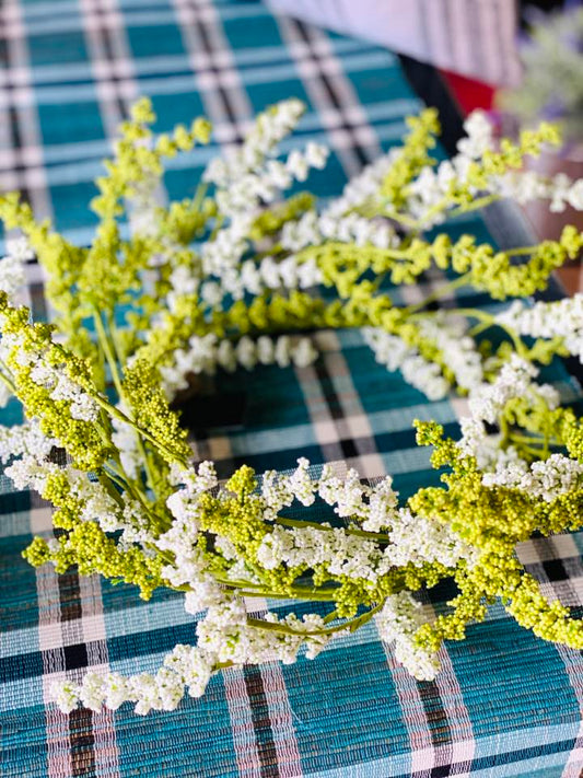 Green & White Berry Candle Ring or Small Wreath