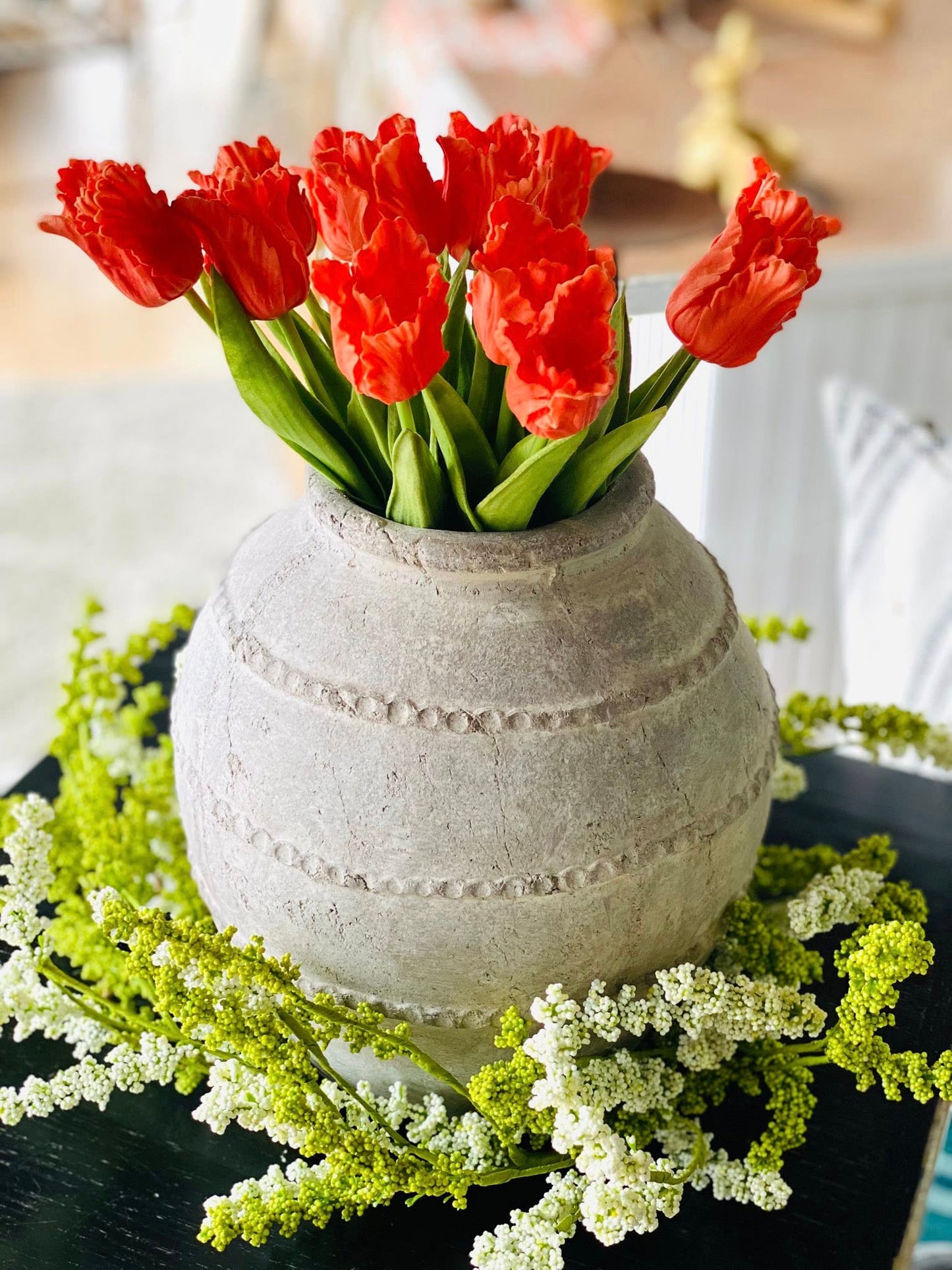 Green & White Berry Candle Ring or Small Wreath