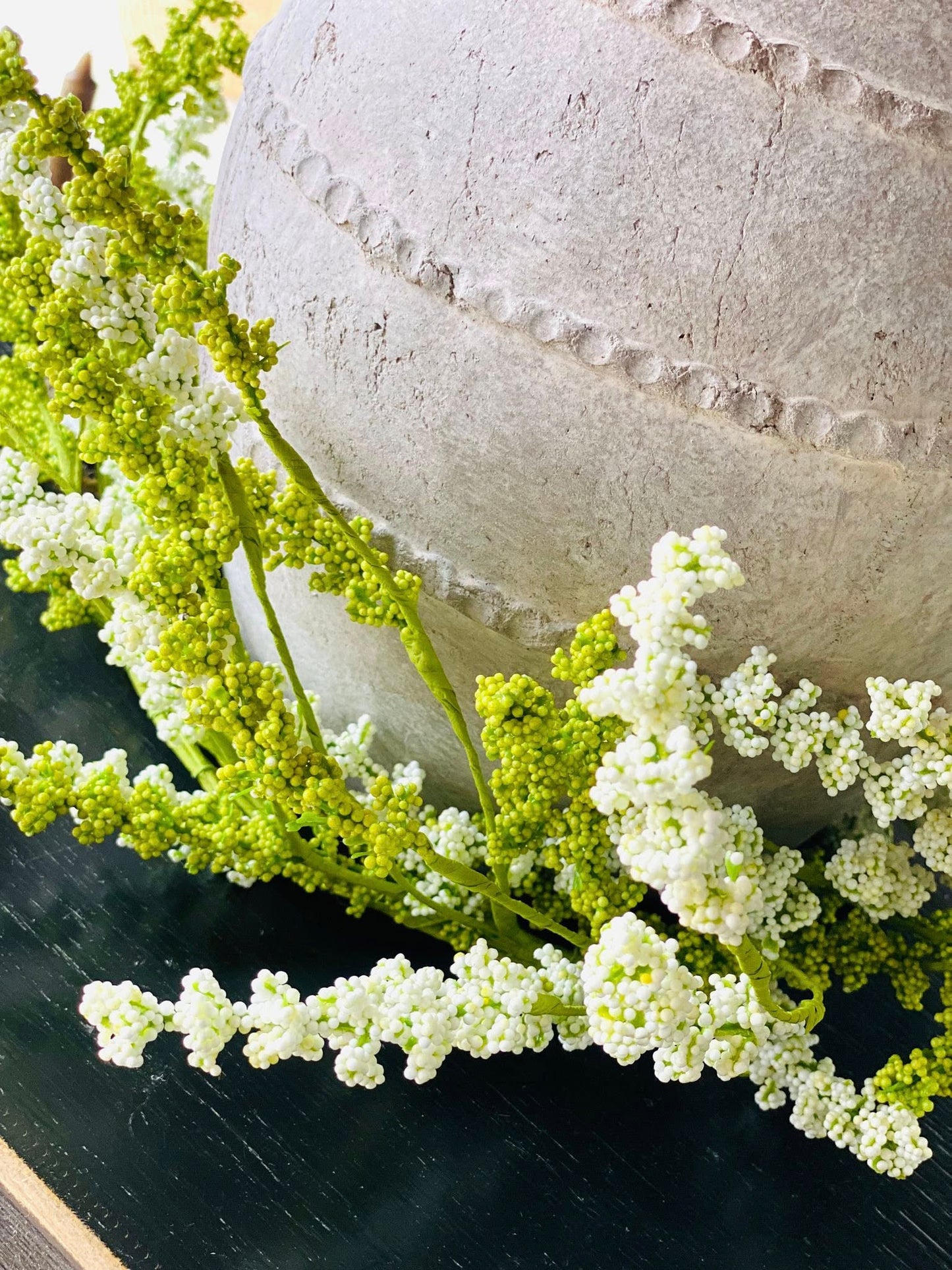 Green & White Berry Candle Ring or Small Wreath
