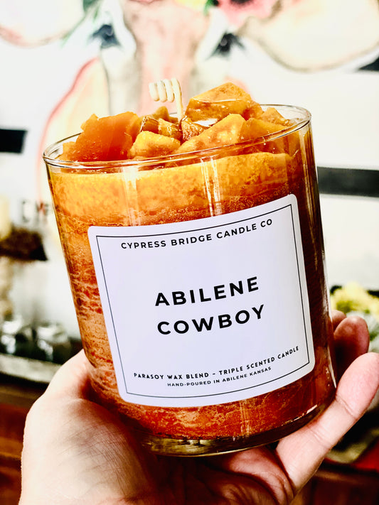 ABILENE COWBOY 17+oz Chippy Top Jar Candle